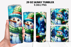 Snowman Skinny Tumbler 20oz Wrap Design, Christmas Tumbler Product Image 1