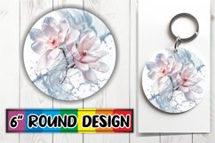Tranquil Petals: Round Sublimation Art Keychain PNG Product Image 1