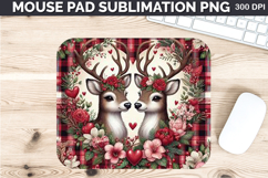 Watercolor Deer Mouse Pad Sublimation - Valentines PNG Product Image 1
