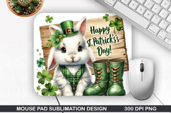 Bunny Mouse Pad Sublimation, St. Patrick&#039;s Mouse Pad PNG Product Image 1