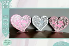 Love Lives Here Floral Hearts Stands Glowforge Laser cut svg Product Image 1