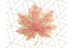 Fall Foliage Clipart PNG, Pink and Green Leaves Product Image 3