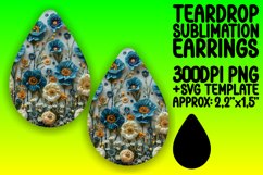 Embroidered Petals Teardrop Earrings - Sublimation PNG Product Image 1
