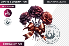 Dark flowers, wedding Florals PNG, Dark Romance Clipart Product Image 1