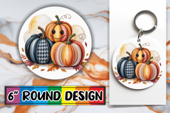 Blissful Round Keychains PNG, Pumpkin Watercolor Product Image 1