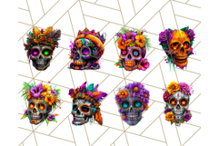 Bright Sugar Skull PNG Clipart, Halloween Colorful Skull Png Product Image 6