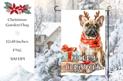 Watercolor Christmas Dog Garden Flag Design Product Image 1