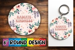 Cozy Circle Car Coaster Sublimation, Flower Quote Product Image 1