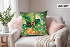 Leprechaun Hat with Gold and Shamrocks Pillow PNG Sublimatio Product Image 1
