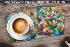 Flower Coaster Sublimation, Easter Coaster PNG Design Product Image 1