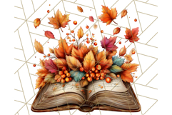 Autumn Library Clipart PNG, Cozy Fall Book Art Product Image 3