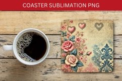 valentine square coaster - vintage flowers junk journal Product Image 1