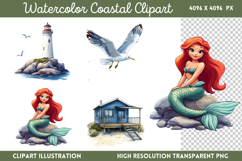 Watercolor Coastal Clipart PNG Product Image 1