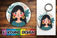 Beautiful Woman Round Design with Floral PNG Product Image 1
