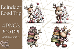 Homespun Christmas Reindeer Roadtrip PNG Clipart Product Image 1