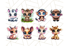 Safari Animals Clipart Bundle, Cute Kawaii Style for Crafts Product Image 2