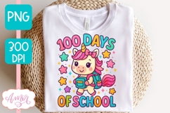 100 days of school PNg sublimation, Cute Unicorn PNG Product Image 3