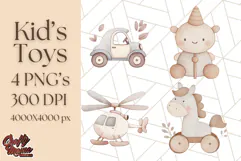 Kid’s Toy Clipart, Nursery Decor Png, Trucks, Rockets, Cars Product Image 1