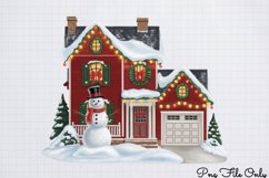 Cute Watercolor Christmas Farm Clipart PNG Product Image 1