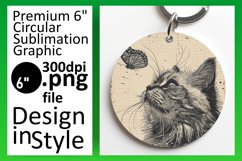 Playful Feline Sublimation: Keychain &amp; Coaster Ensemble Product Image 1