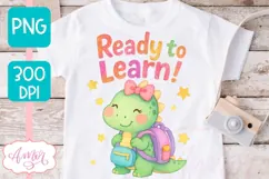 Cute back to school shirt PNG, Ready to learn sublimation Product Image 2