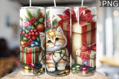 Christmas Cat Tumbler Wrap - Christmas Tumbler PNG Design Product Image 1