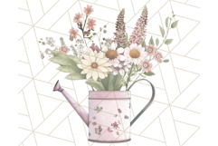 Watering Can Flowers PNG, Rustic Floral Watercolor Clipart Product Image 3