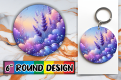 Joyful Circle Keychain Sublimation PNG, 3D Flower Product Image 1