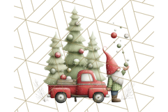 Vintage Truck Christmas Gnomes Clipart PNG, Cute Gnome Png Product Image 3