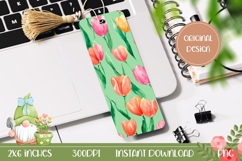 Pink Tulips Bookmark Design, Floral Bookmark Template Product Image 1