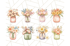 Flowers in Glass Jars PNG, Rustic Floral Watercolor Clipart Product Image 7