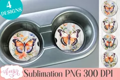 Watercolor butterfly PNG designs for car coaster sublimation Product Image 2