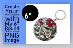 Sparkly Floral Mosaic Round Design Art Keychain Product Image 1