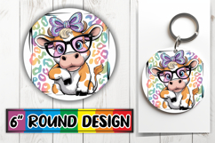Radiant Ornaments Round Design, Cute Cow Product Image 1
