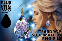 Radiant Teardrop Earrings Art, Flower Pattern Product Image 1