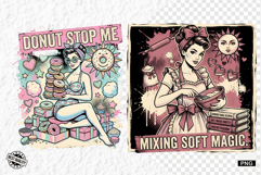 Vintage Summer Girl Baking PNG Product Image 1
