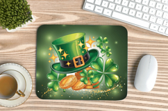 Leprechaun Hat with Gold and Shamrocks Mouse Pad PNG Sublima Product Image 1