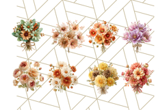 Fall Flower Bouquets Clipart PNG, Autumn Floral Clip Art Product Image 7