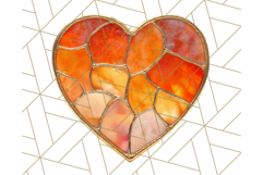 Stained Glass Heart PNG Clipart in Pastel and Bright Colors Product Image 3