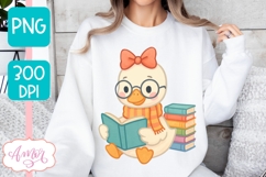 Book lover PNG design, Fall duck reading PNG design Product Image 3