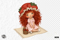 Summer Strawberry Girl Clipart Product Image 1