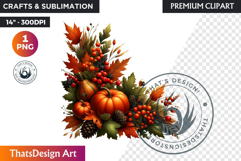 Autumn Rustic Harvest Fall clipart PNG Pumpkin thanksgiving Product Image 1