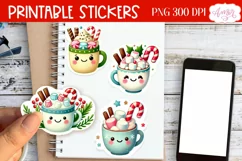 Cute hot cocoa stickers for Print and Cut, Christmas sticker Product Image 2