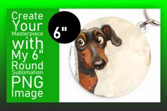 Funny Dog Joy Circle Sublimation Mug Wrap Keychain PNG Product Image 1