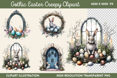 Gothic Easter Creepy Sublimation Clipart PNG Product Image 1