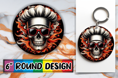 Radiant Circle Sublimation Keychains, Skull Product Image 1
