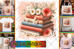 Joyful TSHIRT Designs Ideas PNG, Book and flower Product Image 1