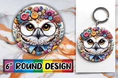Dynamic Owl : Lively 3D Sublimation Art Round, Keychain Product Image 1