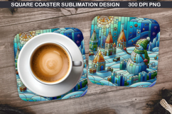 Snowman Coaster Sublimation, Christmas Coaster PNG Design Product Image 1