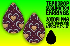 Trendy Teardrop Earrings Sublimation Art , Heart Product Image 1